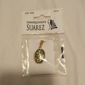 Gold and Blue J Pendant